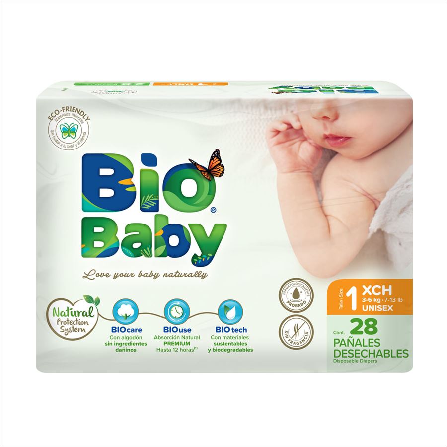 Pañal Babysec Bio Baby T.1 Chico X 28 Unidades