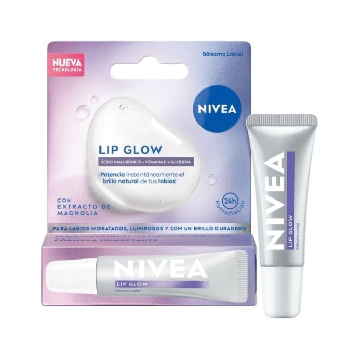Nivea Balsamo Labial Lip Glow Con Acido Hialuronico