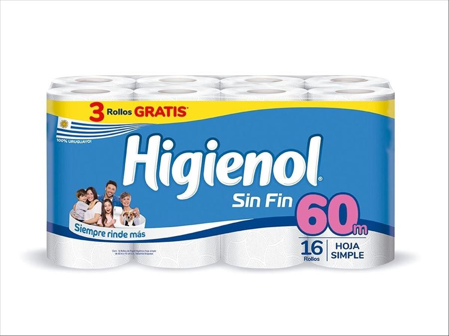 Papel Higienico Higienol Sin Fin 60m X16 (funda X 3) - 940
