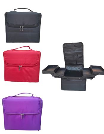 Bolso Maquillaje Grande 2 Bandejas Tela (1466)