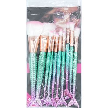 Aplicadores De Maquillaje "sirena" En Cartuchera 10 Pc 1752