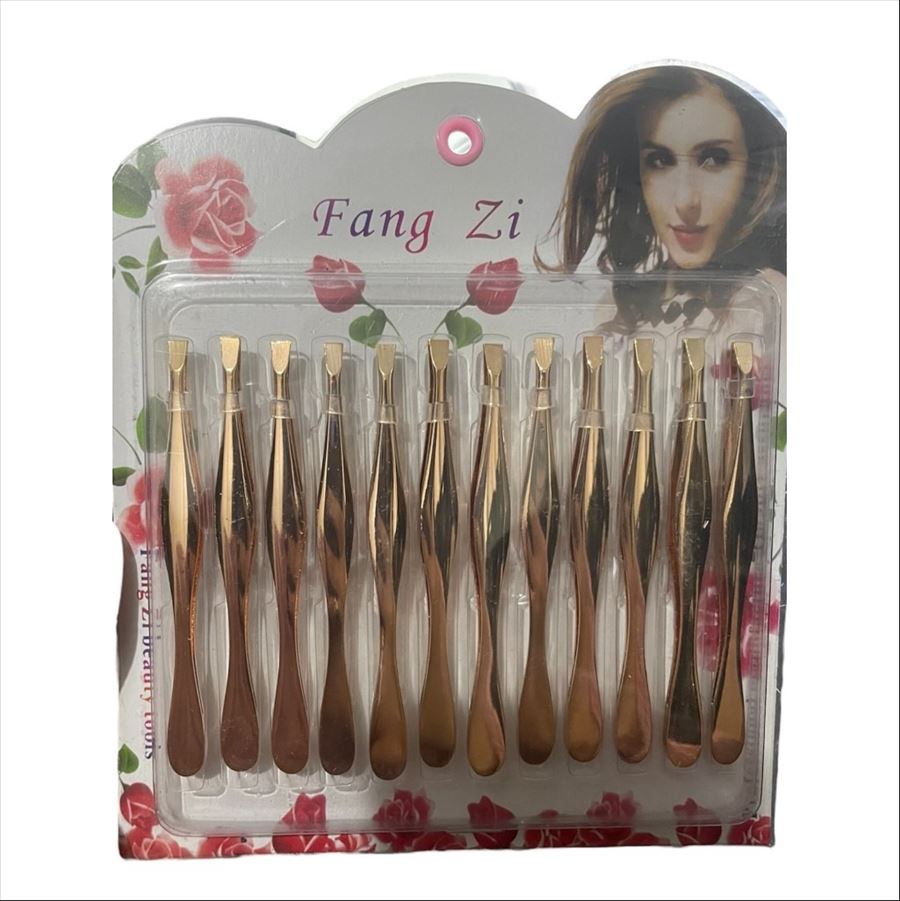 Pinza Cejas X 12 Punta Dorada - 1494