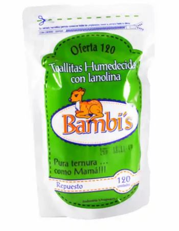 Bambis Toallas Humedas X 100 Unidades (funda X 24)