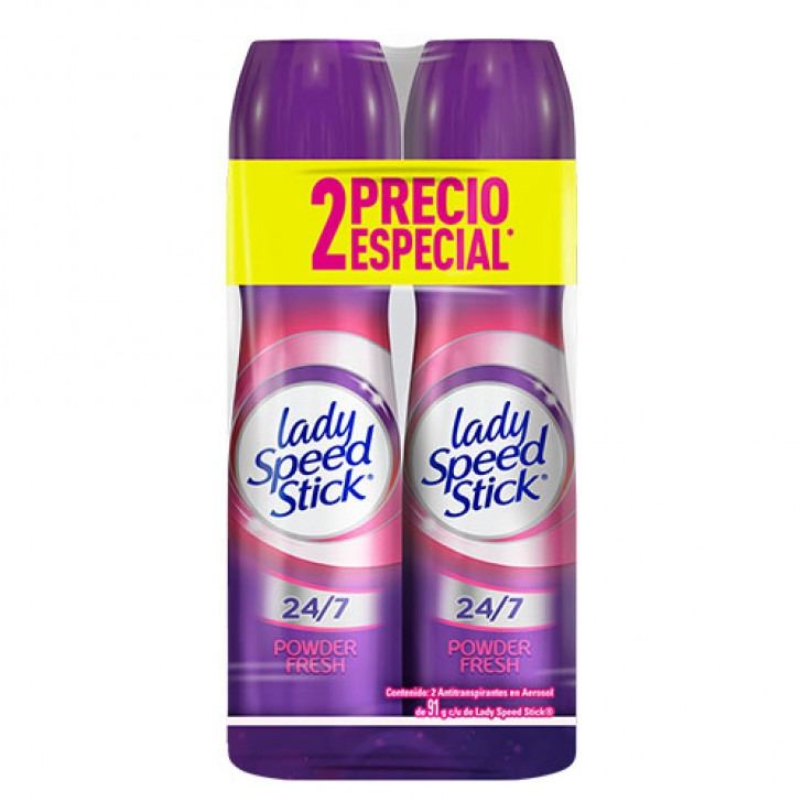 Pack Lady Speed Stick Aerosol Powder Fresh X 2 Unidades