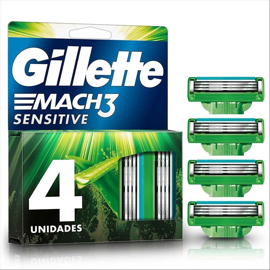 Gillette Mach 3 Repuesto Sensitive X 4 Unidades