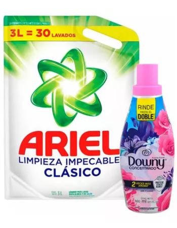 Ariel Liquido 3 Litros Doypack + Suavizante Downy X 800 Ml