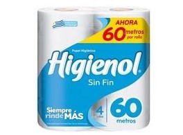 Papel Higienol Sin Fin 60 Metros X 4 (funda X 12)