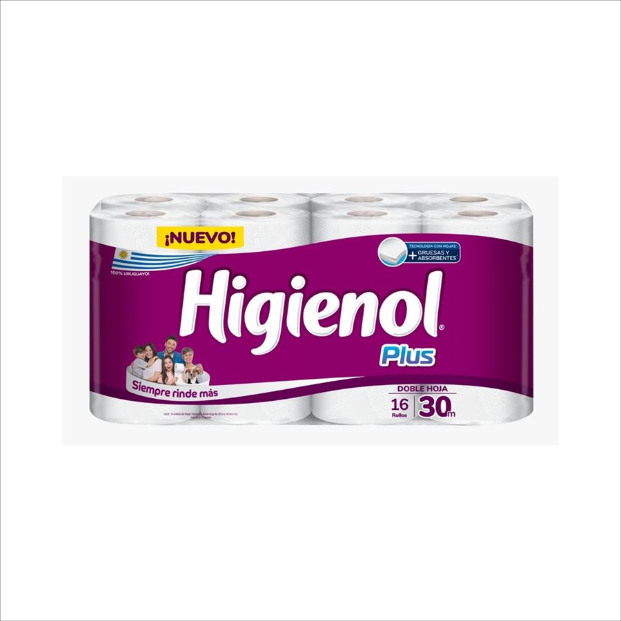Papel Higienol Plus D/hoja 30 M X 16 Rollos (funda X 3) 963