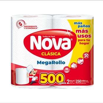 Toalla Nova Clasica Mega Rollo 500 Paños X 2(funda X 8) 1347