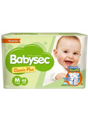 Pañal Babysec Classic Plus M X 48 5 A 9.5k  (funda X 4) 5172