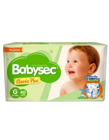 Pañal Babysec Classic Plus G X 40 (funda X 6) 5173
