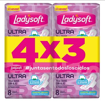 Ladysoft Ultradelgada 4 X 3 Tela Suave (caja X 10)
