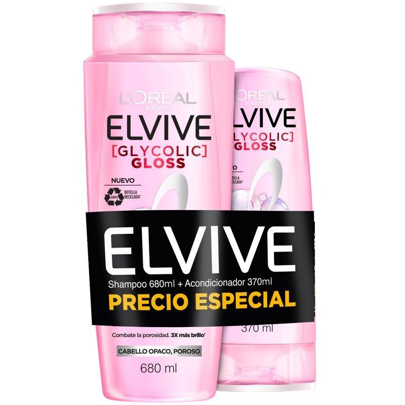 Pack Elvive Glycolic Gloss (shampu 680 + Acond 370 )