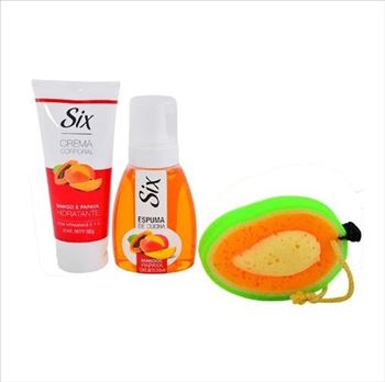 Pack Six (espuma + Crema Corporal + Esponja) - Mango Papaya