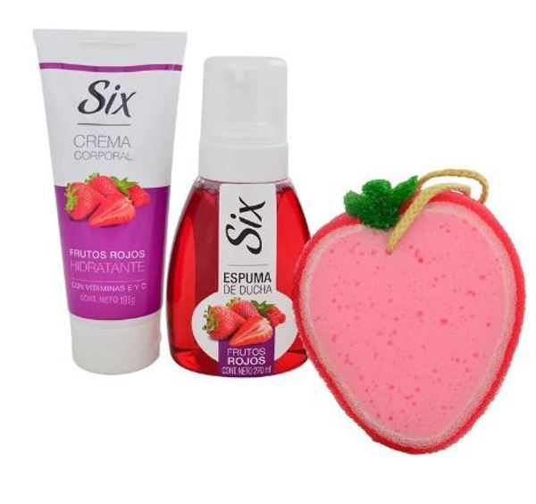 Pack Six (espuma + Crema Corporal + Esponja) - Frutilla