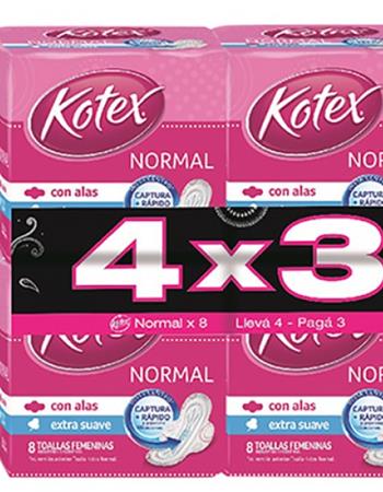 Kotex Normal C/alas 4 X 3 (caja X 12)