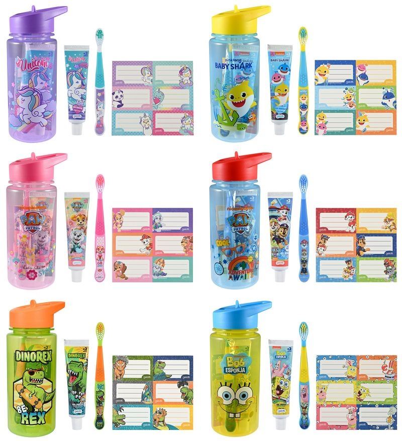 Set Botella De Agua Infantil Pasta + Cepillo + Botella