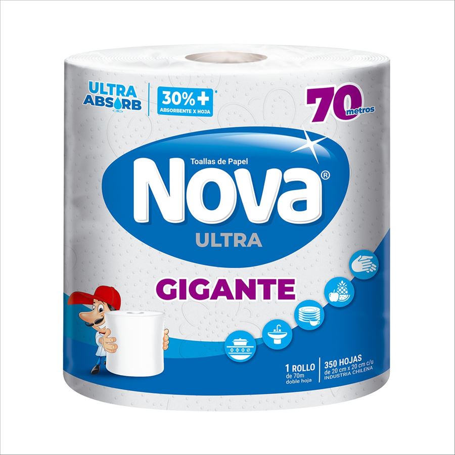 Nova Toalla De Cocina Ultra Gigante Doble Hoja X 70 Mts