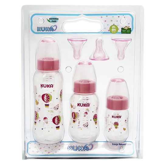 Kuka Set Mamadera Natural Plus X 3 Rosa 83167