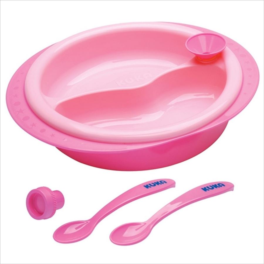 Kuka Plato Termico C/cubiertos Y Ventosa Rosado  86017