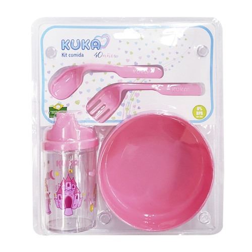 Kuka Kit Alimentacion (plato + Vaso + Cubierto)rosa