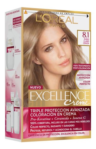 Tinta Excellence Creme Nº8.1 Rubio Claro Cenizo